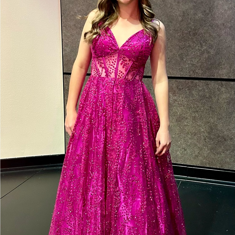 Pink long prom dress size 3.